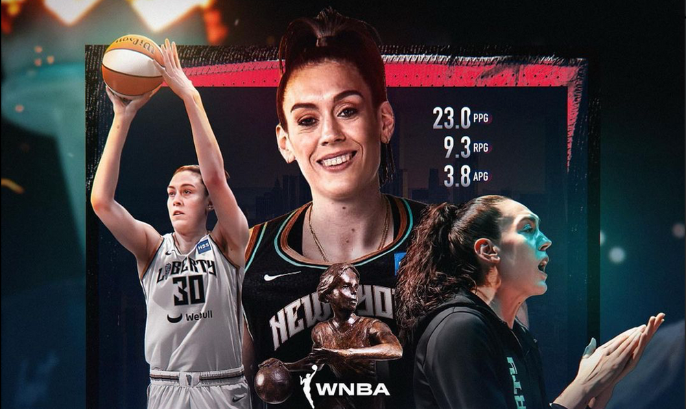 Stewart's MVP win was hard-fought, as she garnered 20 of the 60 first-place votes and amassed a total of 446 points. Photo: NY Liberty Instagram