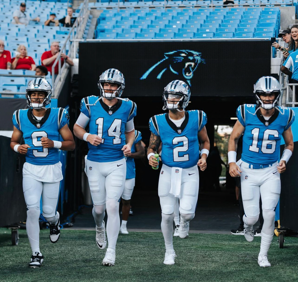 Andy Dalton is ready to step up for an injured Bryce Young. Photo Credit: Panthers Instagram Media Team