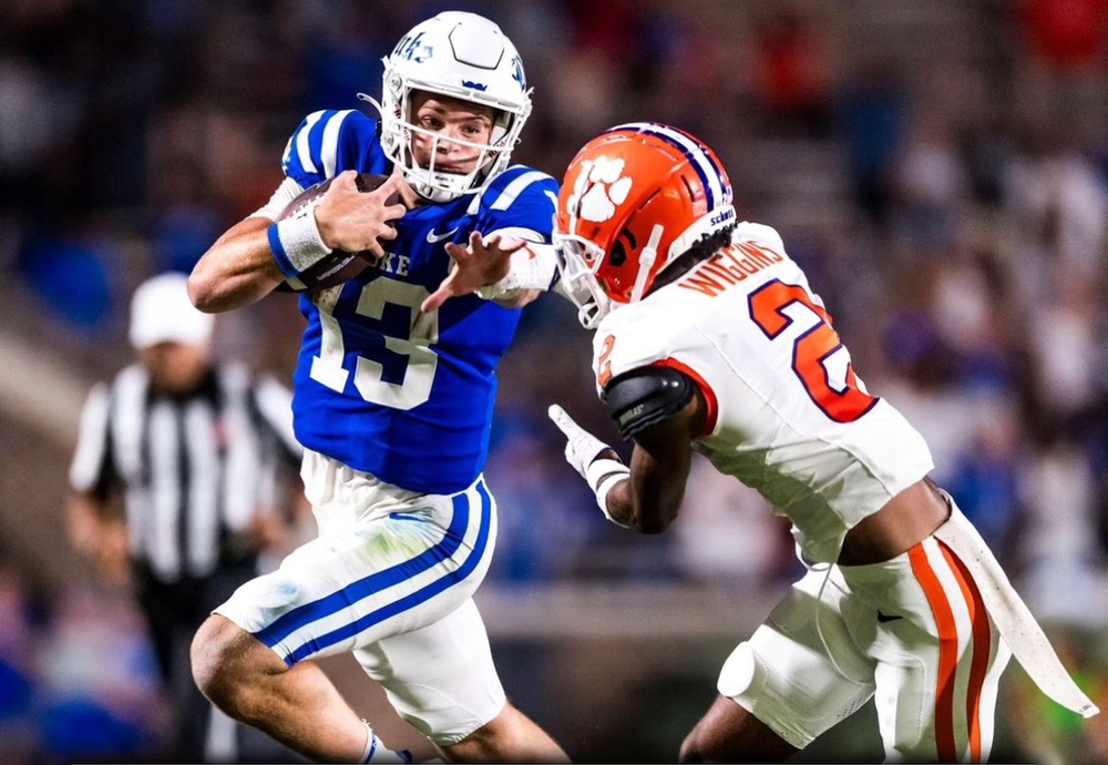 Duke QB handled the Clemson defense. Photo credit: IG Account: studentsection_ 