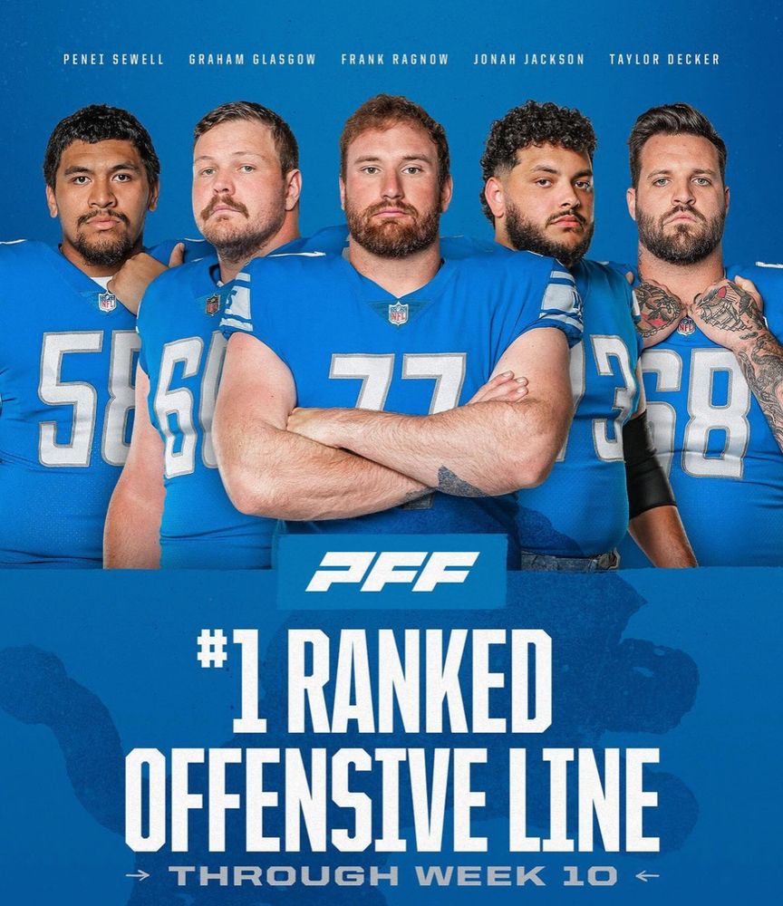 The offensive line has been putting in work. Photo: @detroitlionsnfl