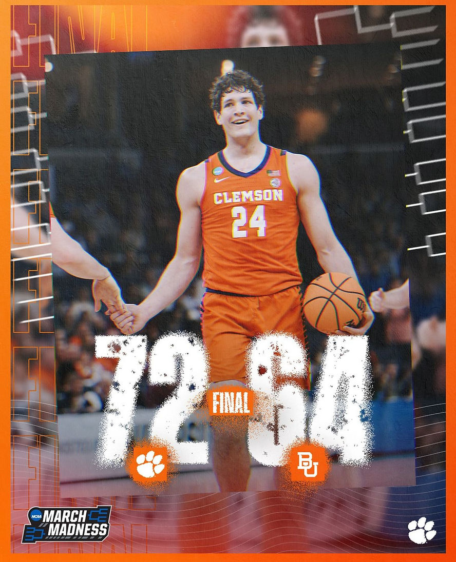 Clemson advances to the Sweet 16! Photo: Clemson MBB Instagram