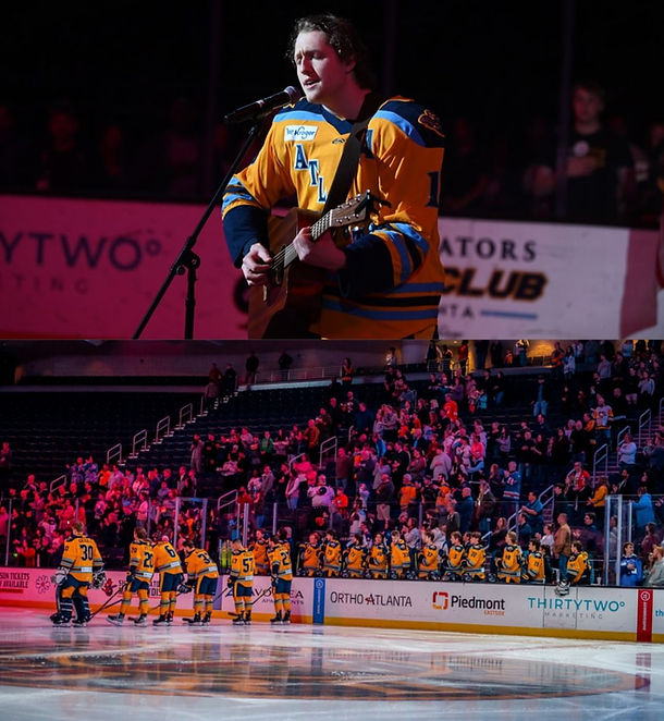 Glads' player doing the anthem before the game. Photo: @ATLGladiators 